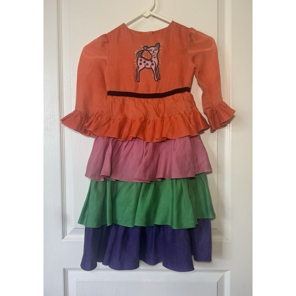 Gucci Girls Kids 100% Silk Dress Size 6 Multicolor